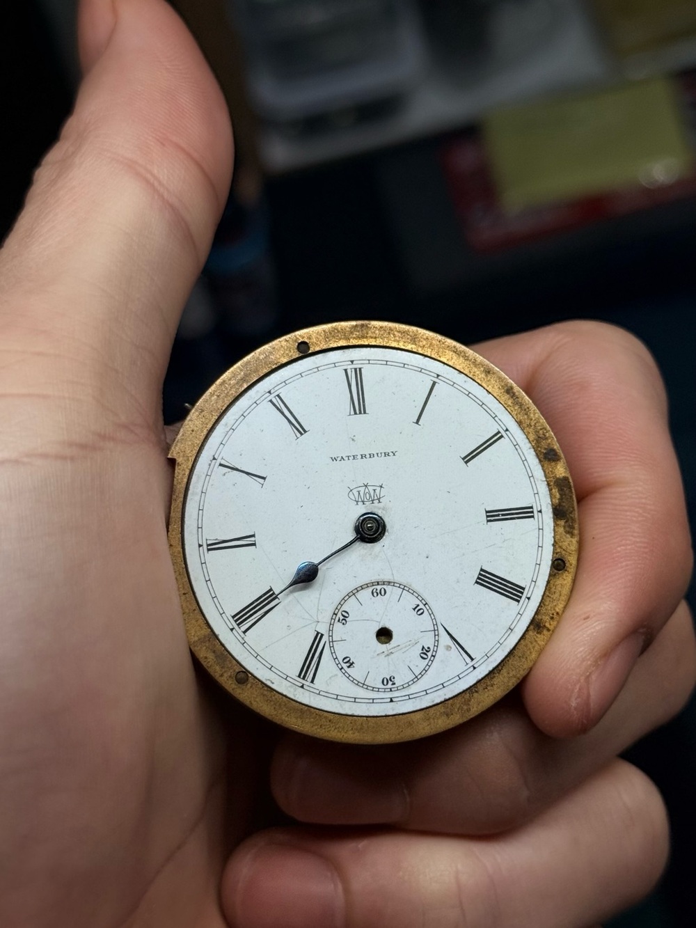 Gold Pocket Watch Movement - White Dial